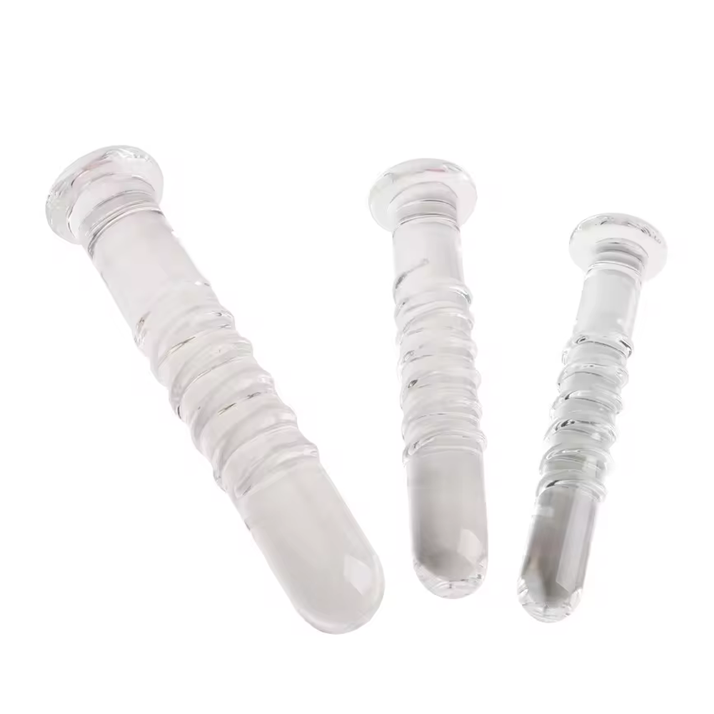 Crystal Spiral Glass Dildo - Clear