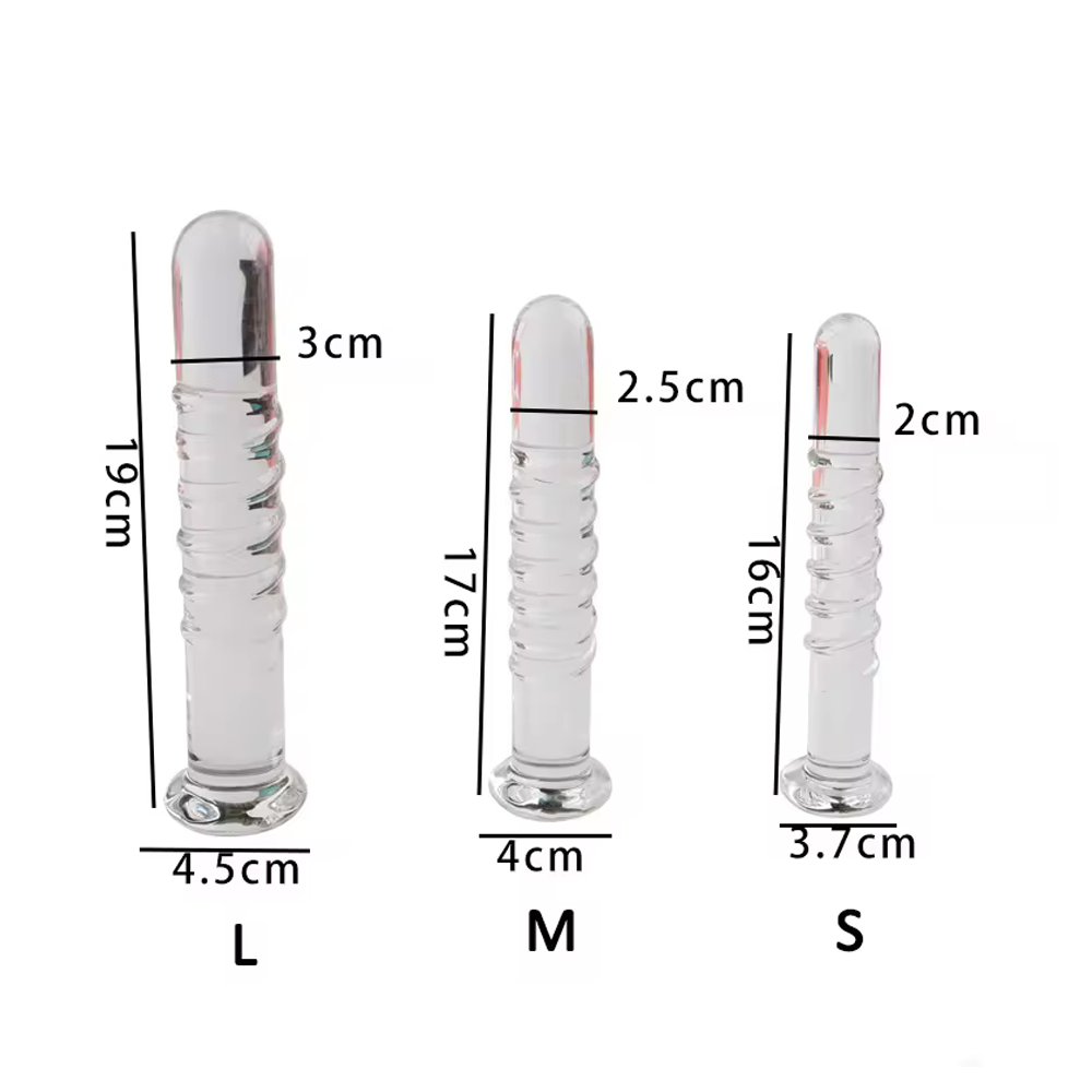 Crystal Spiral Glass Dildo - Clear