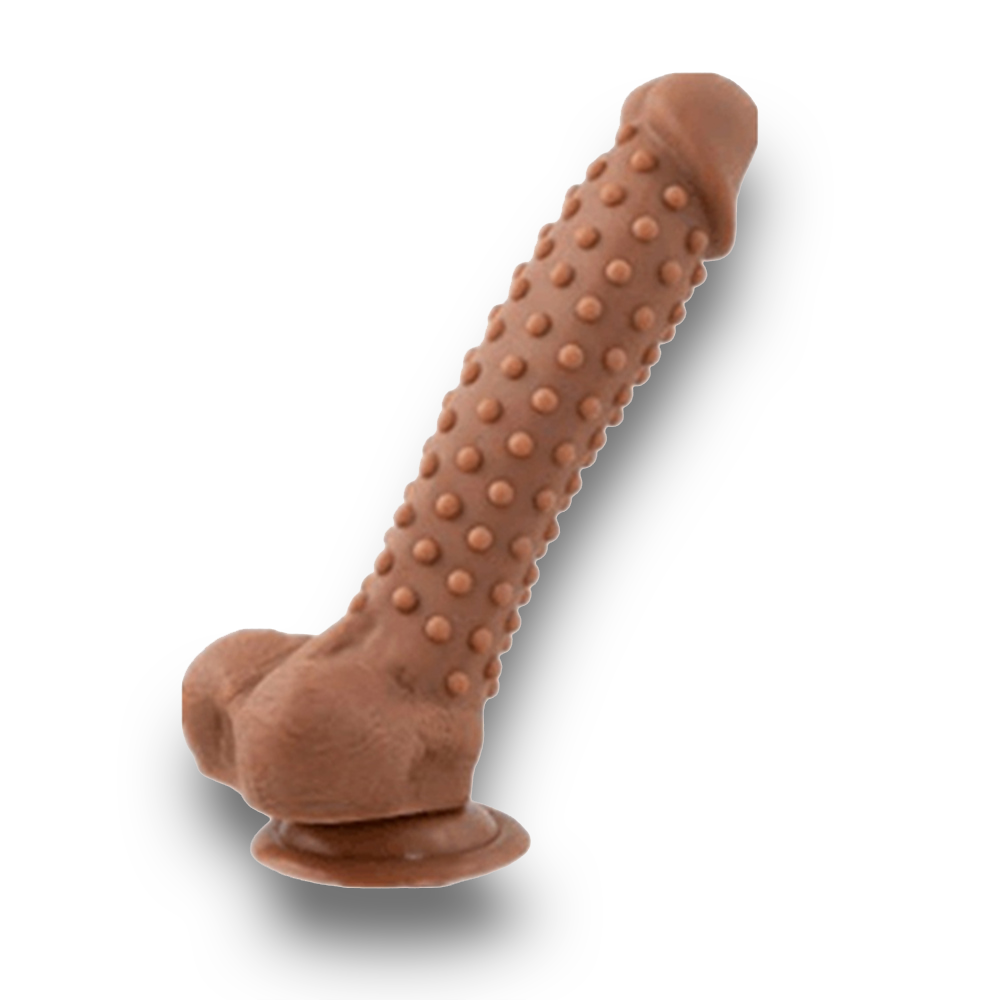 Textured Silicone Dildo - Latte
