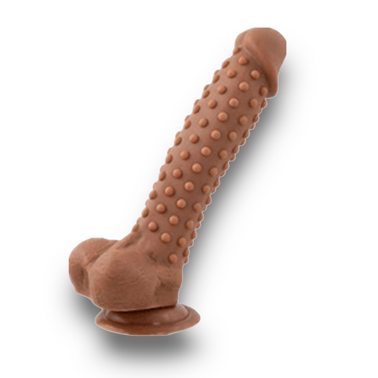 Textured Silicone Dildo - Latte