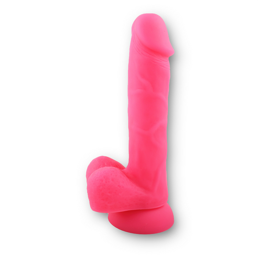 Glowing Silicone Dildo - Hot Pink