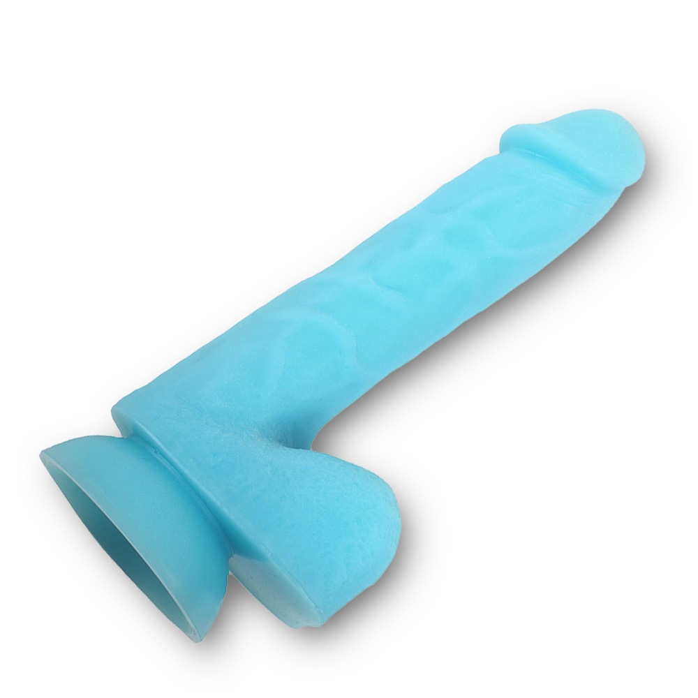 Glowing Silicone Dildo - Light Blue