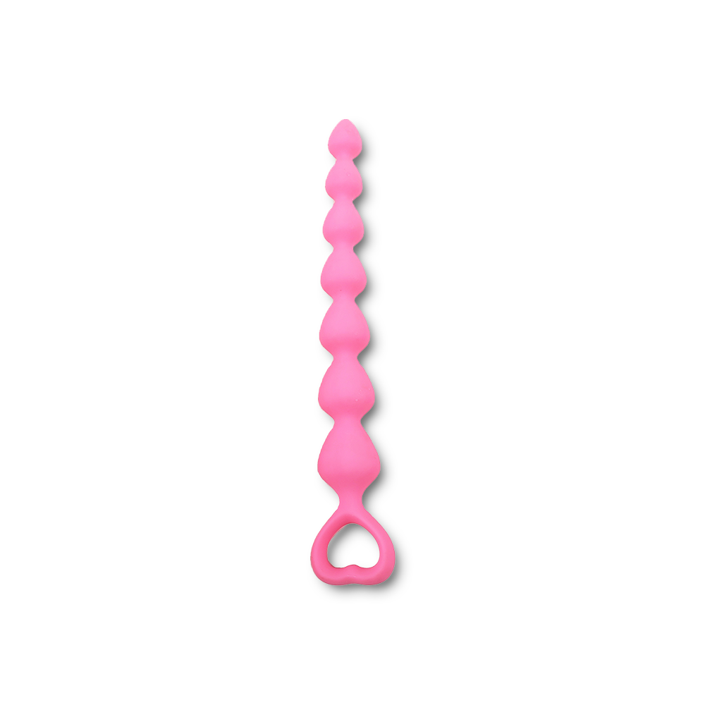 Heart Handle Anal Beads - Pink