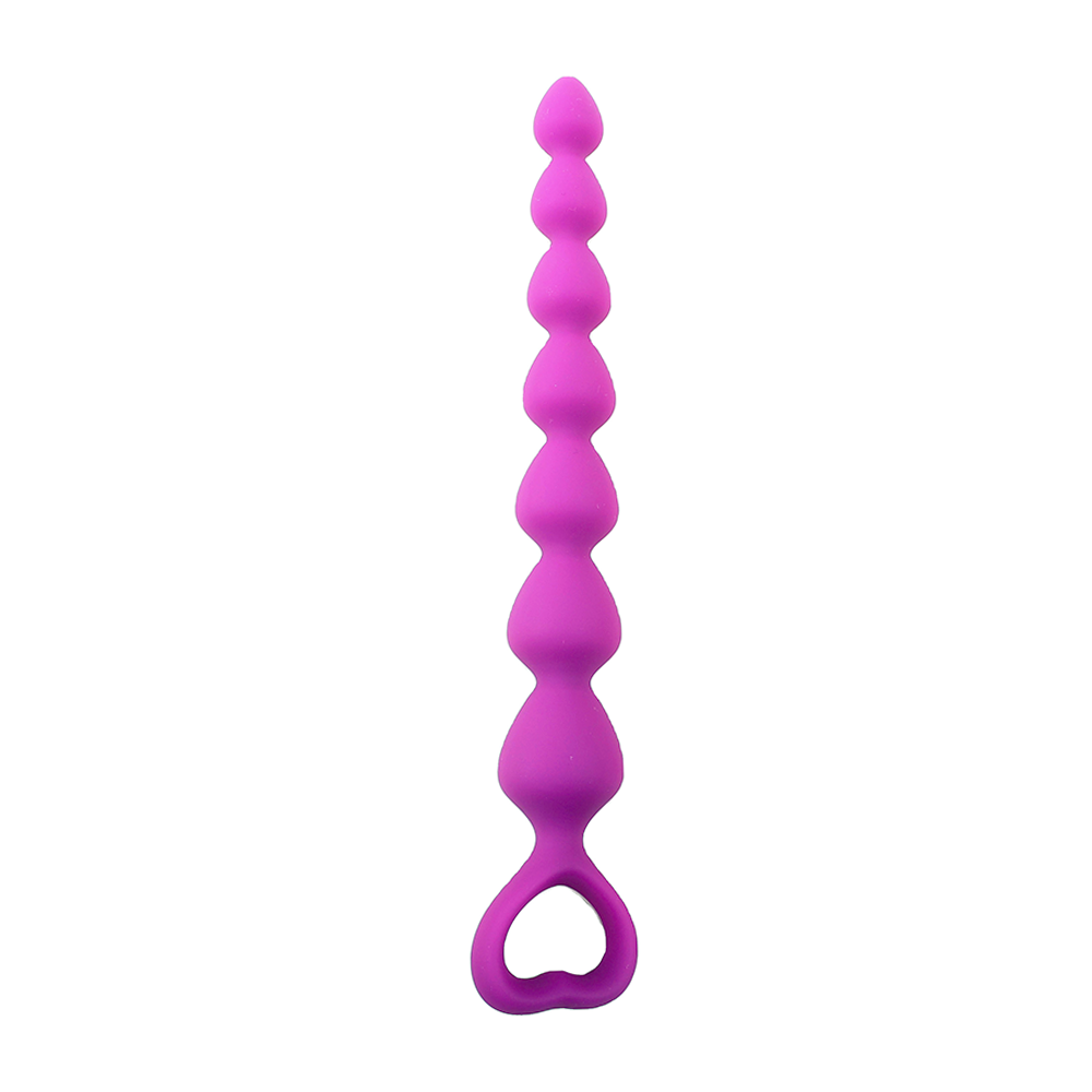 Heart Handle Anal Beads - Purple