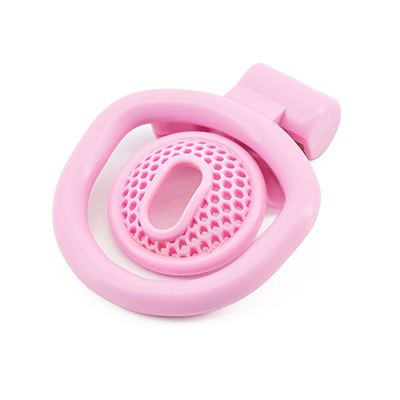 Honeycomb Pink Chastity Cage - Inverted