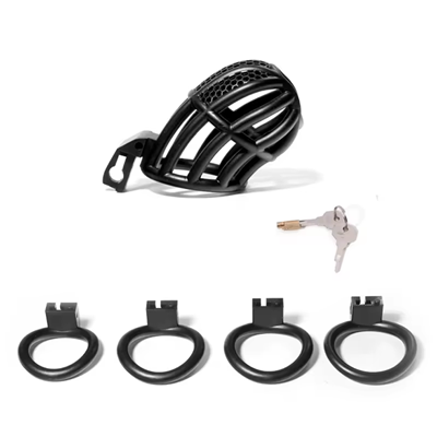 Honeycomb Black Chastity Cage - Panelled