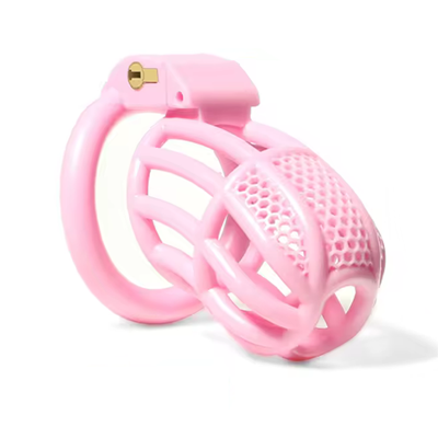 Honeycomb Pink Chastity Cage - Panelled