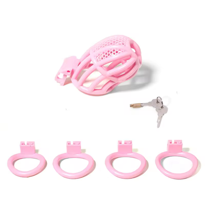 Honeycomb Pink Chastity Cage - Panelled
