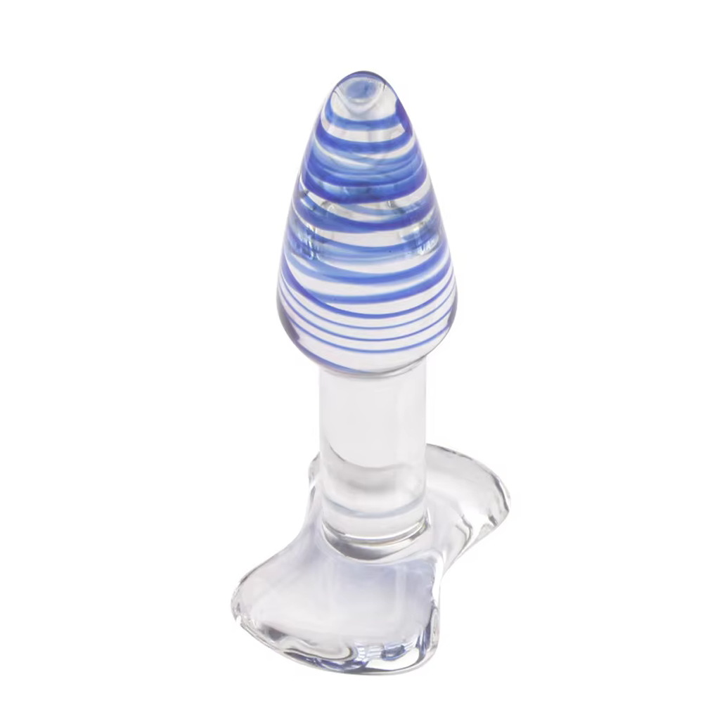 Sapphire Rippled Glass Butt Plug