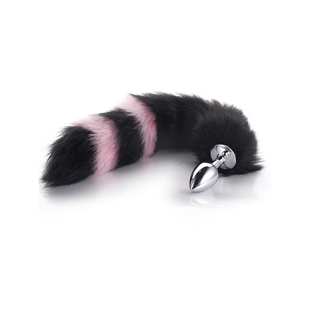 Striped Tail Butt Plug - Black