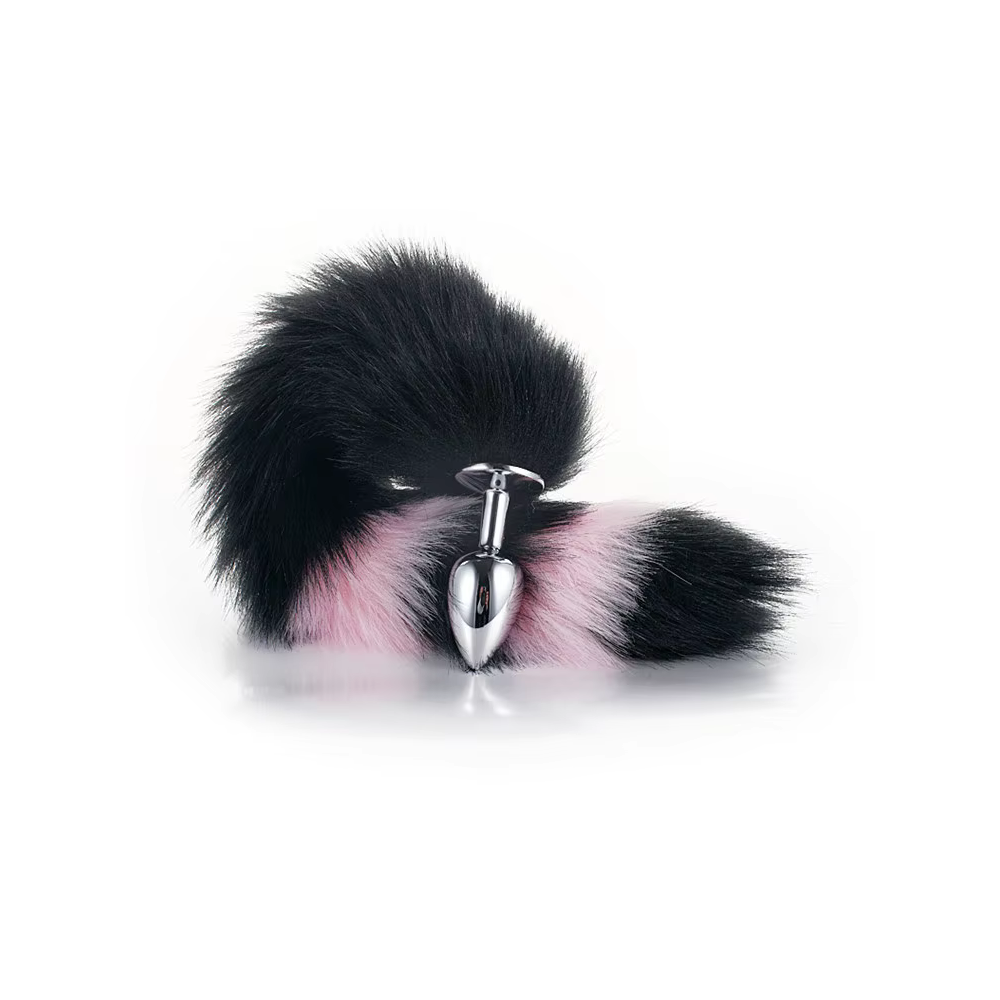 Striped Tail Butt Plug - Black