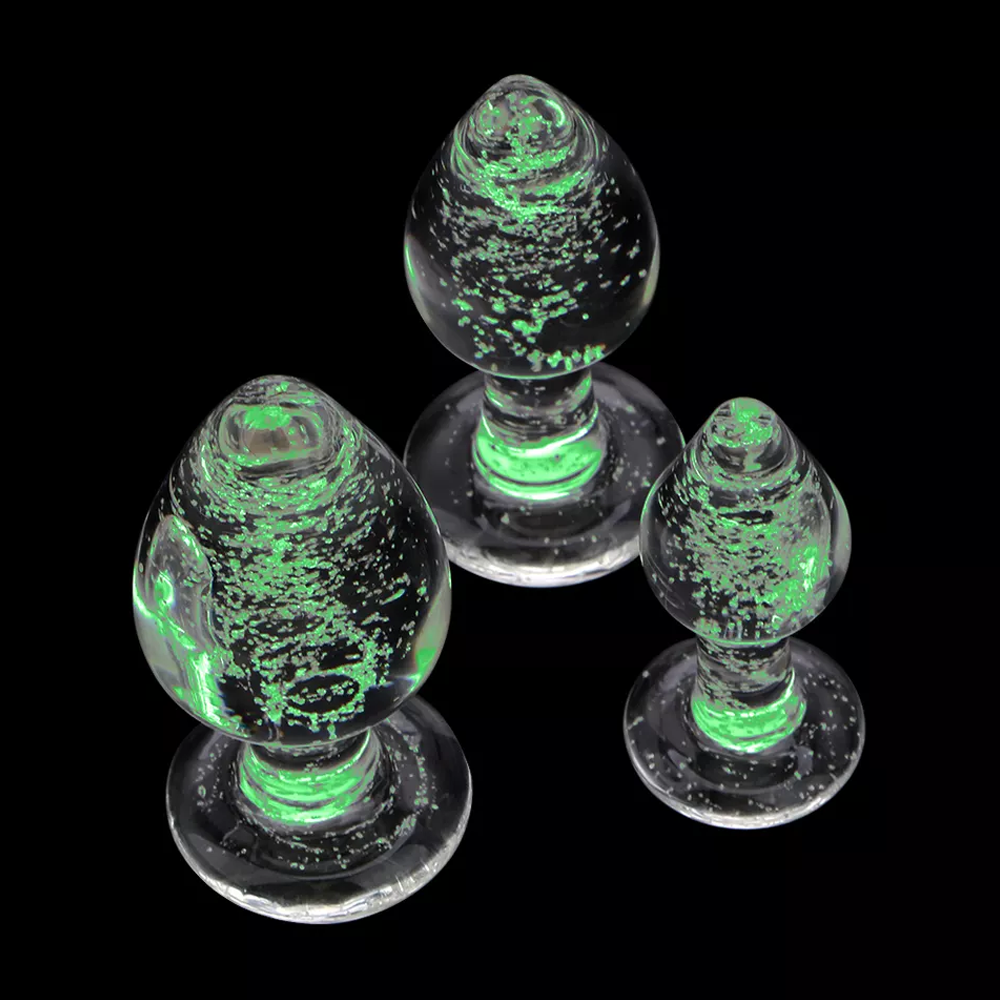 Glow in the Dark Glass Butt Plug Set