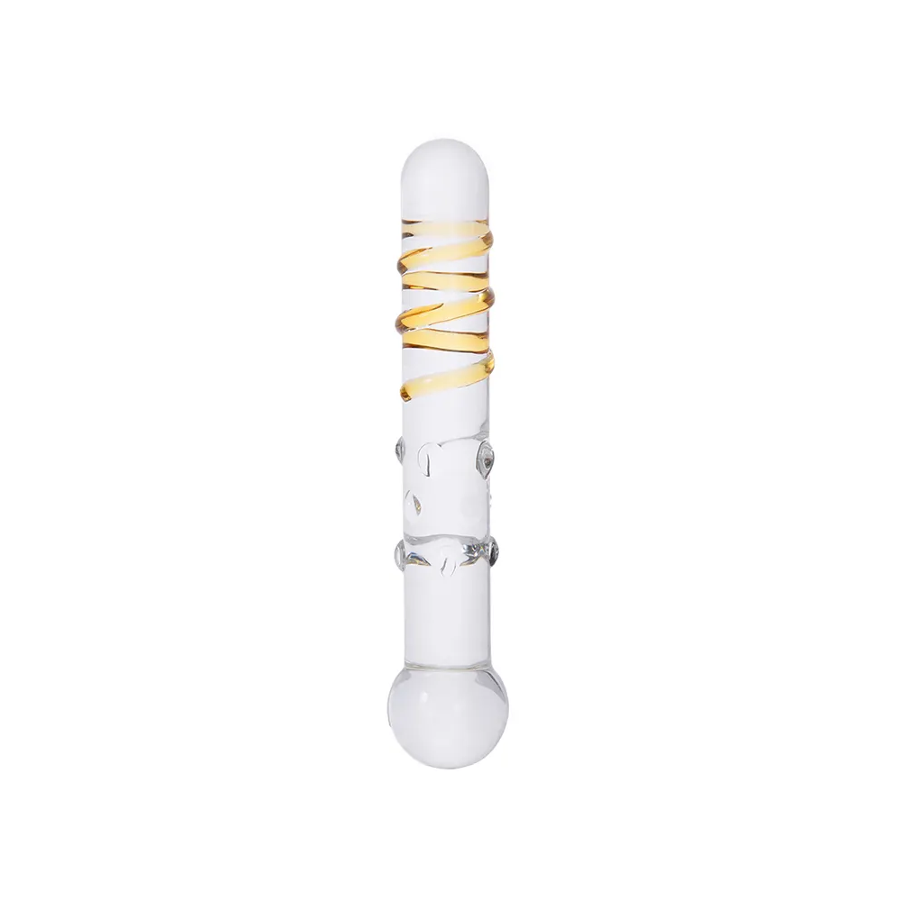 Crystal Spiral Glass Dildo - Gold