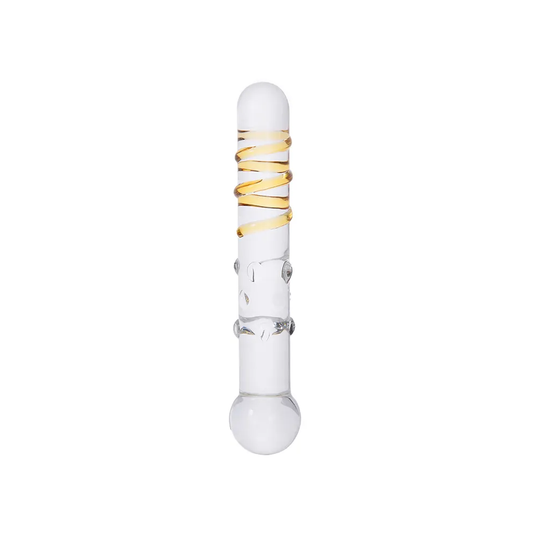 Crystal Spiral Glass Dildo - Gold