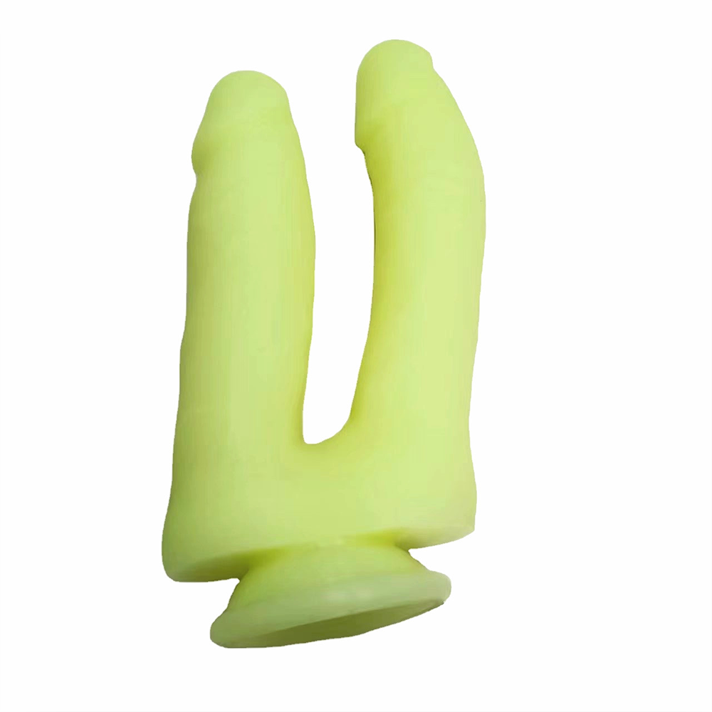 Double Penetration Silicone Dildo - Glowing Green