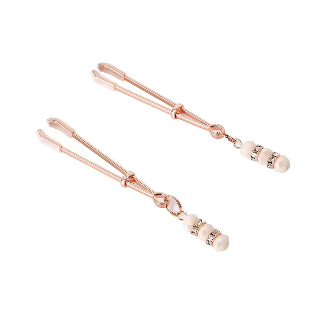 Gemstone Nipple Clamps - Rose Gold