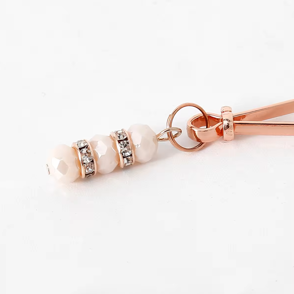 Gemstone Nipple Clamps - Rose Gold