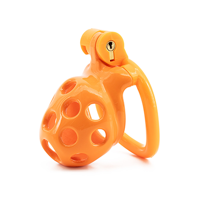 Orange Bubbles Chastity Cage - Nub