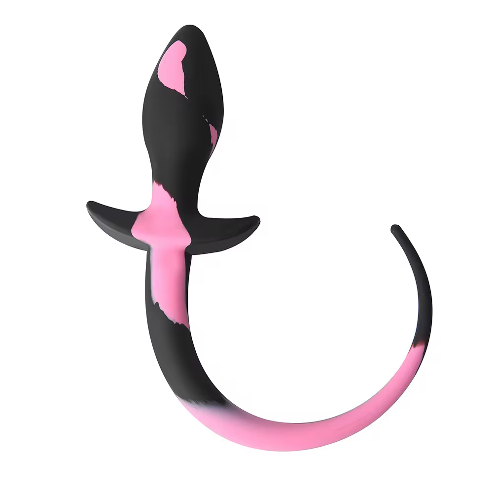 Pup Tail Butt Plug - Black & Pink