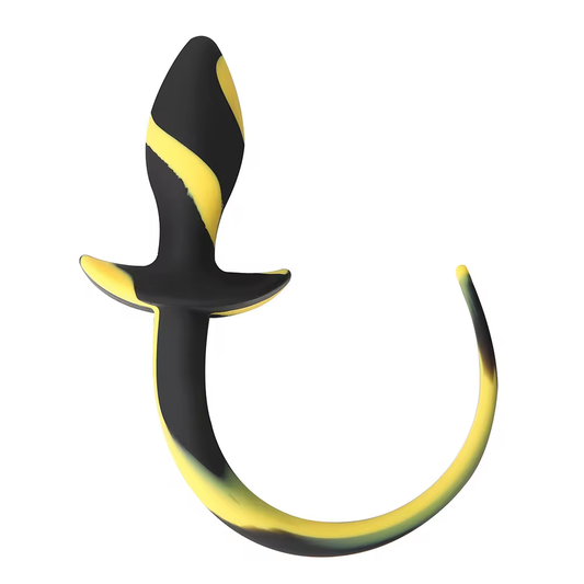 Pup Tail Butt Plug - Black & Yellow