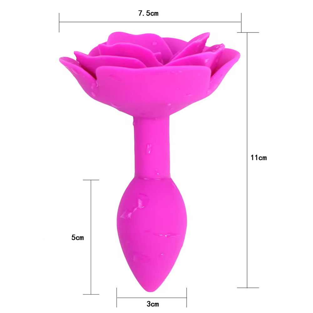 Silicone Rose Butt Plug - Pink