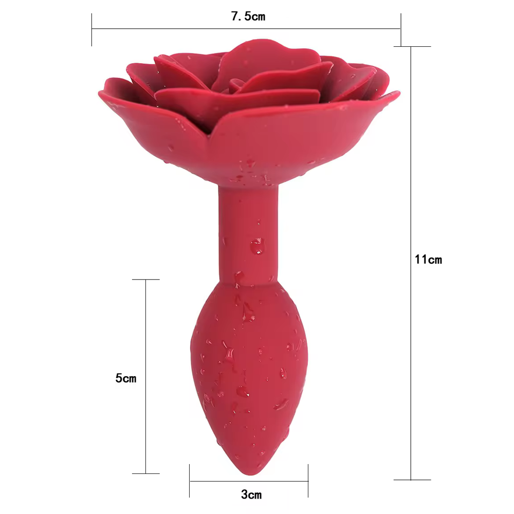 Silicone Rose Butt Plug - Red