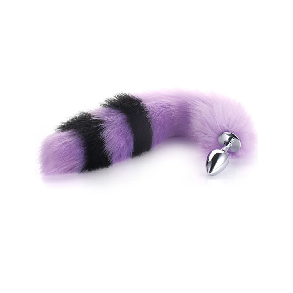 Striped Tail Butt Plug - Purple