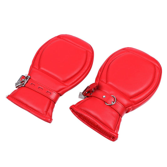 Padded Restraint Pup Mitts - Red