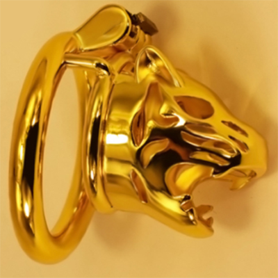 Steel Tiger Chastity Cage - Gold